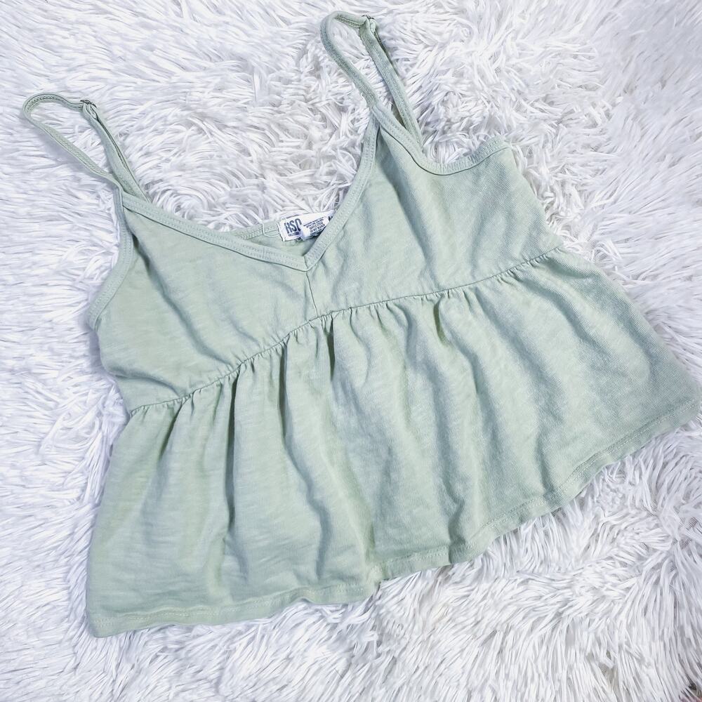 RSQ COLLECTIVE • Light Mint Green Crop Cropped Flowey Babydoll Tank Top
